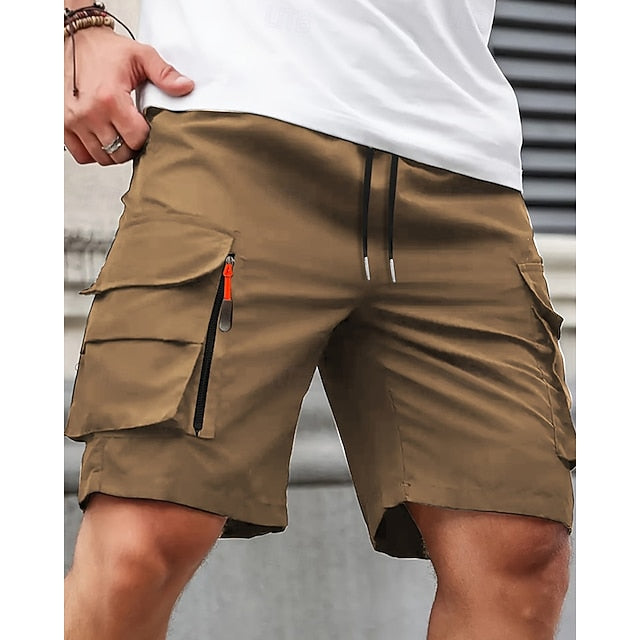 Men's Summer Cargo Shorts | Elastic Waist | Multi-Pocket | Knee Length
