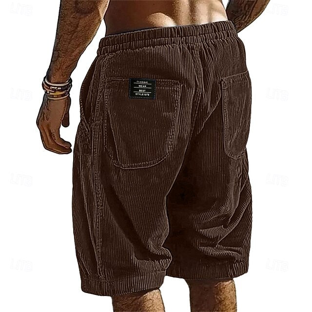 Men's Elastic Waist Corduroy Shorts