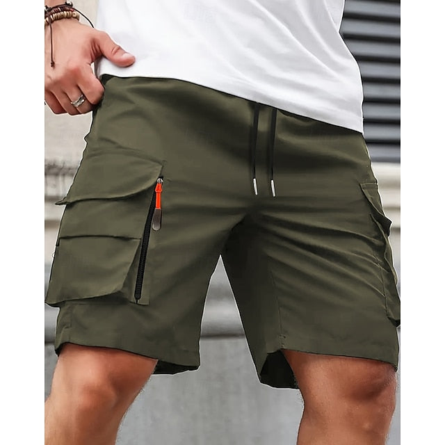 Men's Summer Cargo Shorts | Elastic Waist | Multi-Pocket | Knee Length