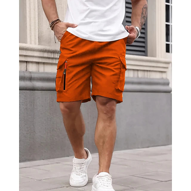 Men's Summer Cargo Shorts | Elastic Waist | Multi-Pocket | Knee Length