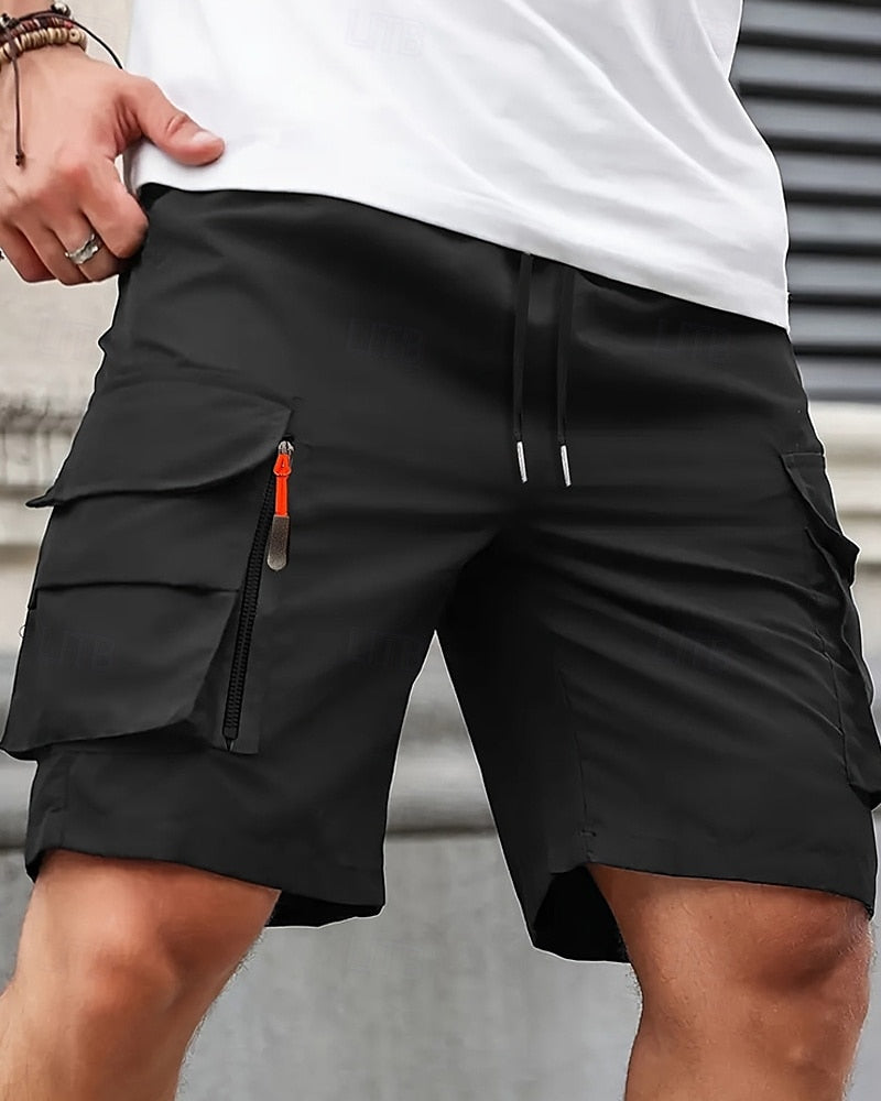 Men's Summer Cargo Shorts | Elastic Waist | Multi-Pocket | Knee Length