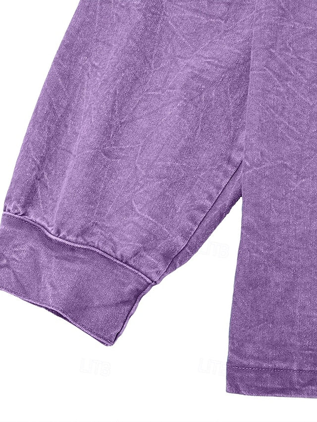 Men's 100% Cotton Acid Wash Long Sleeve Henley Shirt