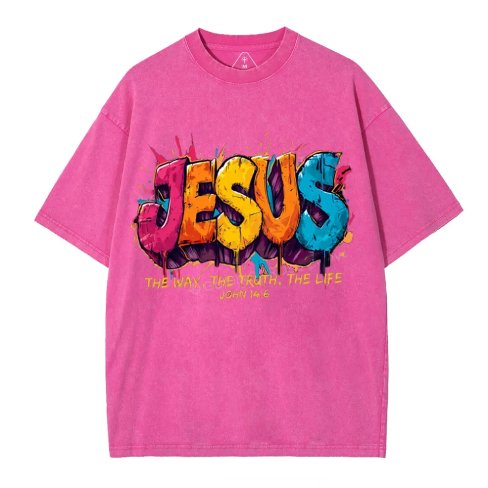 Jesus The Way The Truth The Life Christian Washed T-Shirt
