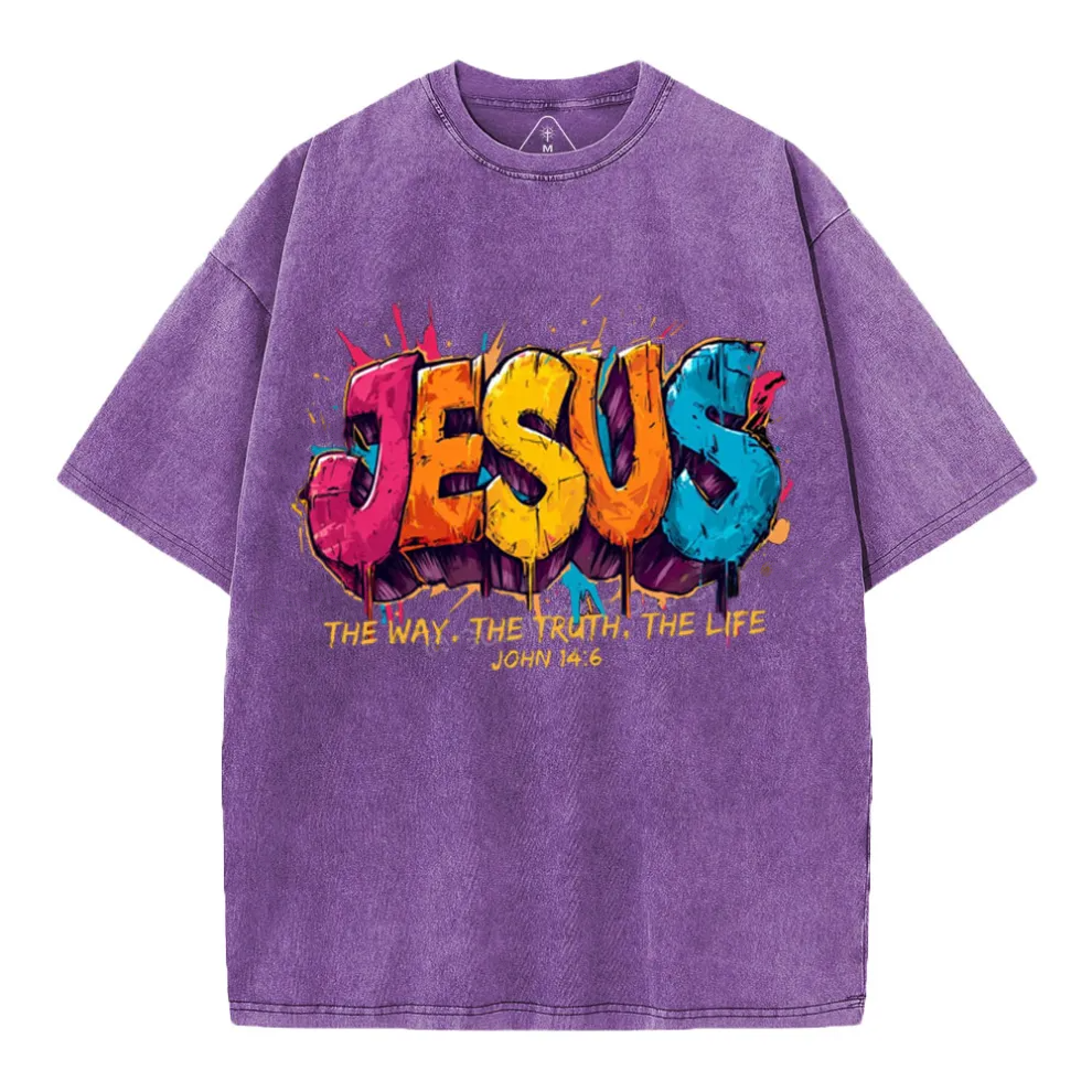 Jesus The Way The Truth The Life Christian Washed T-Shirt