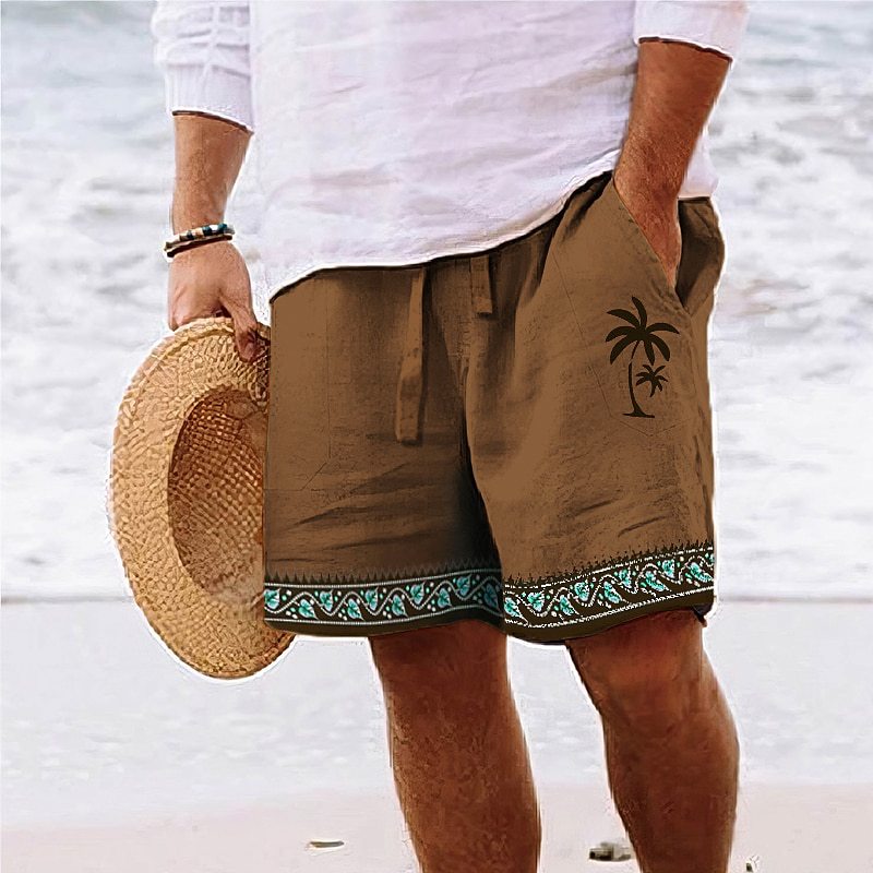 Summer Shorts with Palm Embroidery