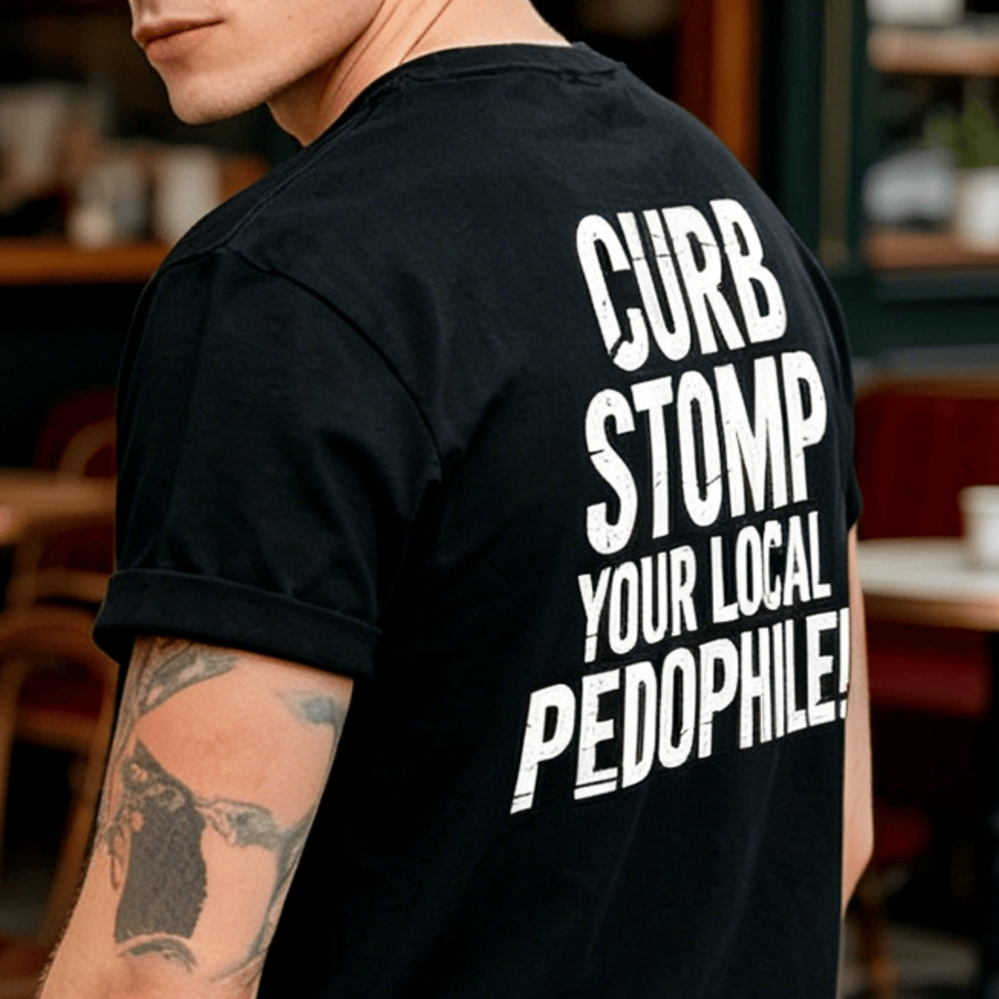 24-Hour Flash Deal👕🖤"CURB STOMP YOUR LOCAL PEDOPHILE" Printed Men's T-shirt