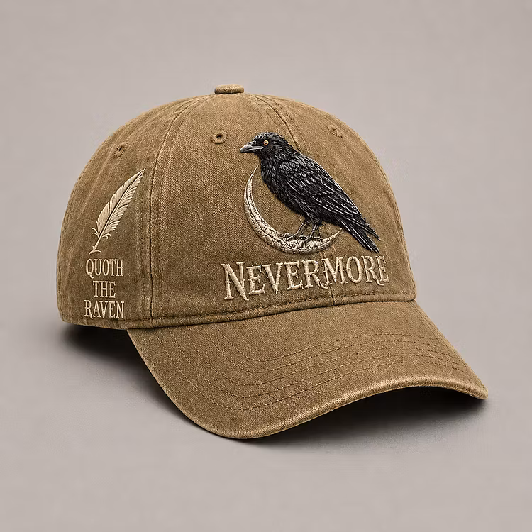 Quoth The Raven Nevermore Embroidery Cap