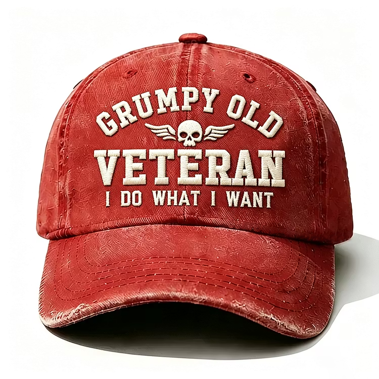 Grumpy Old Veteran I Do What I Want Embroidery Cap