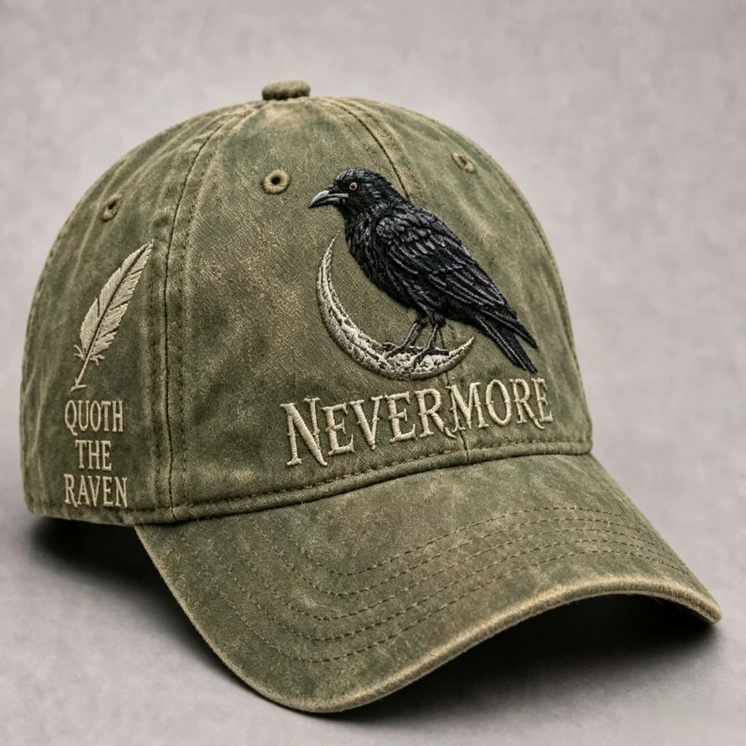 Quoth The Raven Nevermore Embroidery Cap