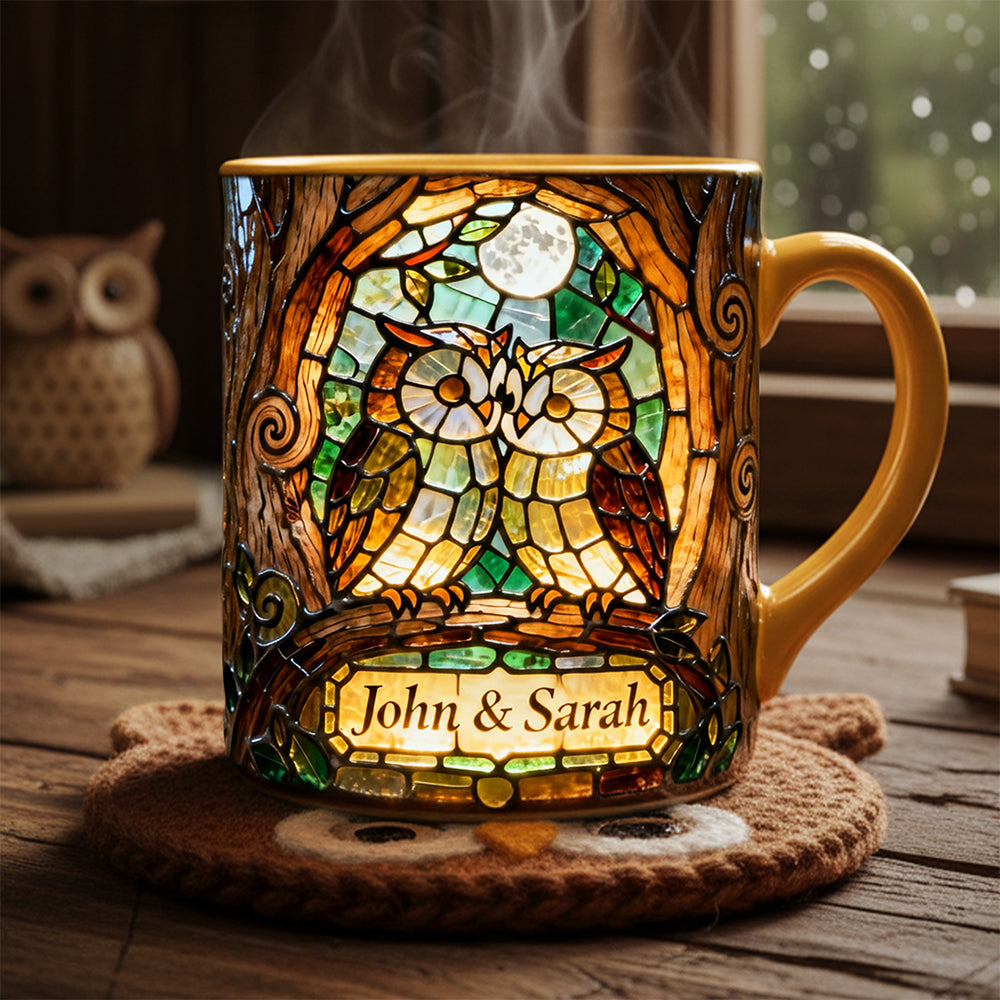 Owl Couple Valentine Coffee Mug - Personalized Gifts For Couple 