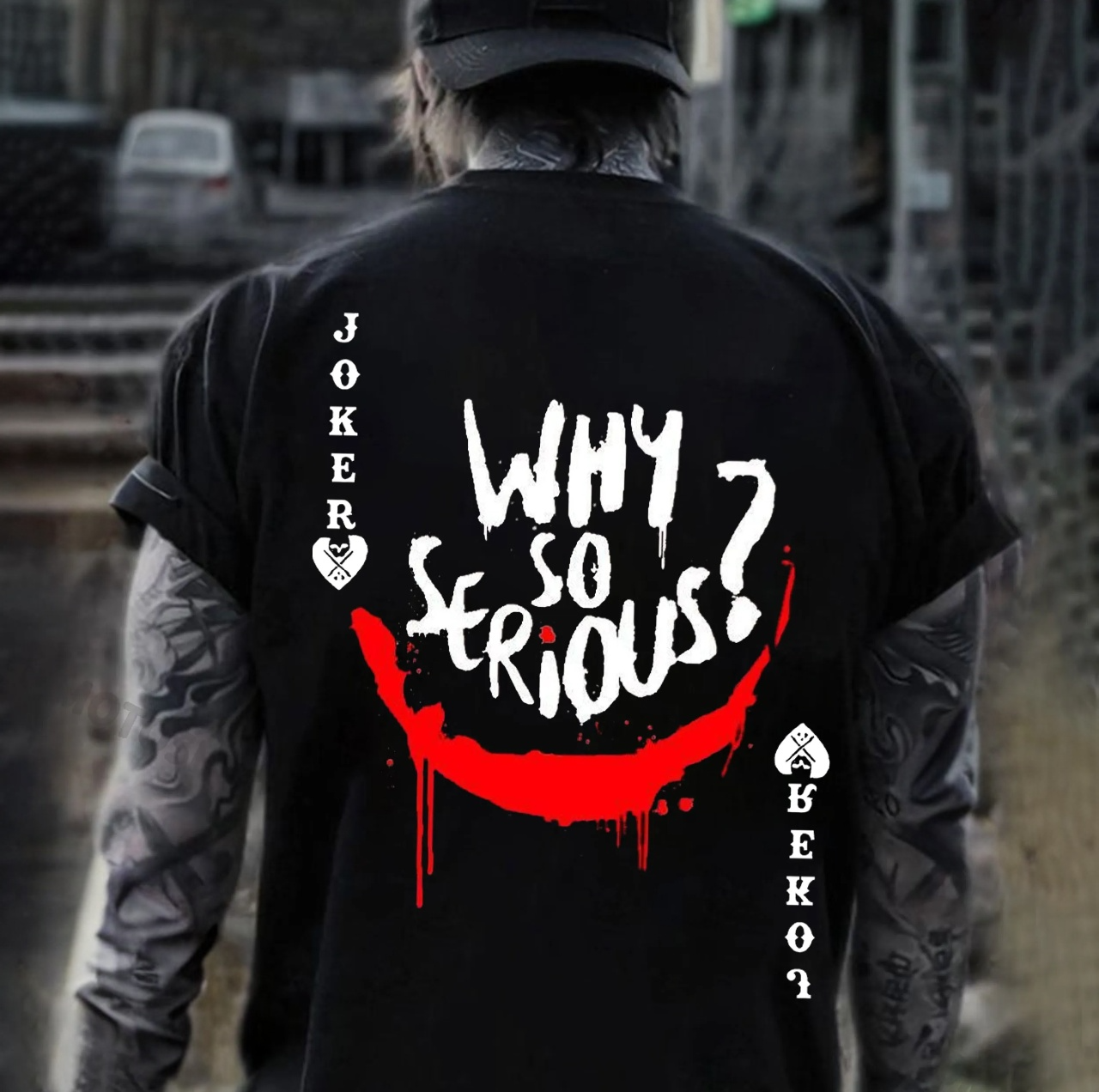 POKER JOKER WHY SO SERIOUS Print Men's T-Shirt
