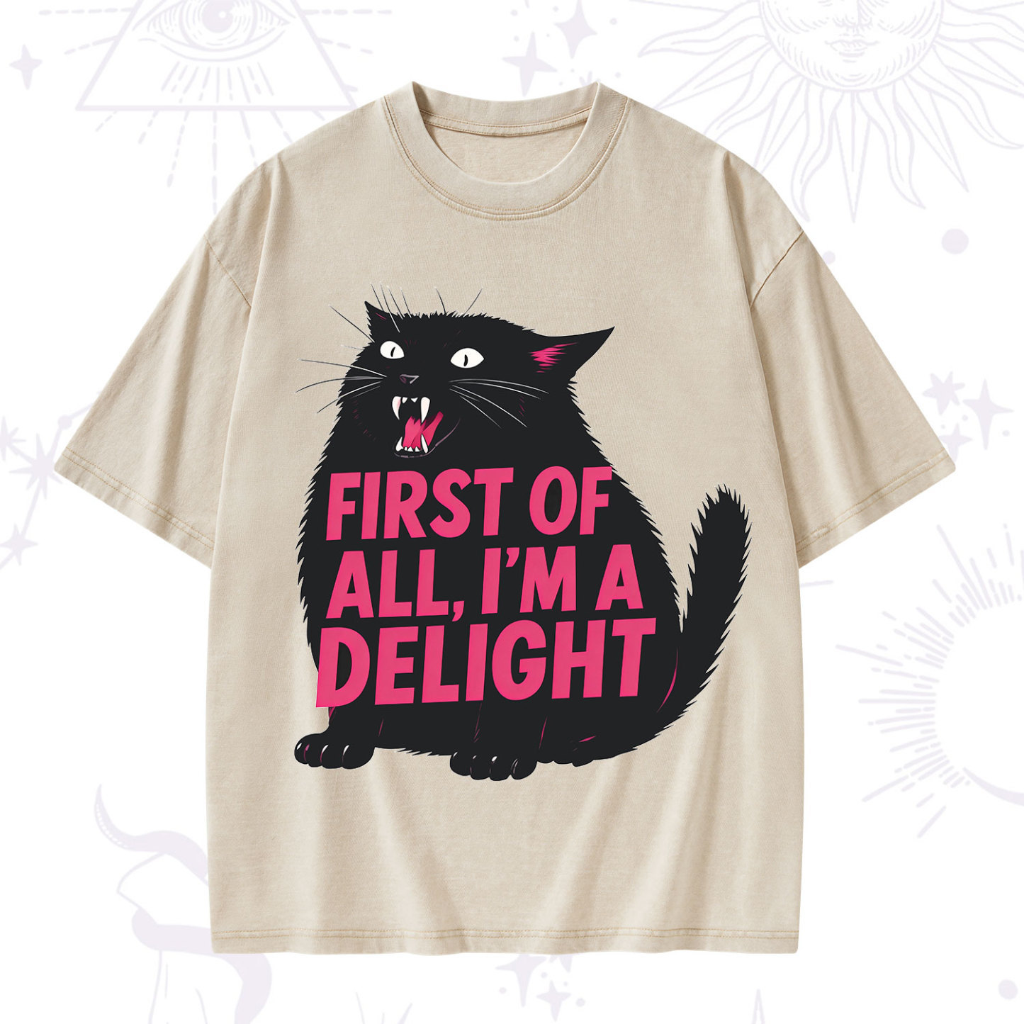  First Of All I'm A Delight Cat Washed T-Shirt