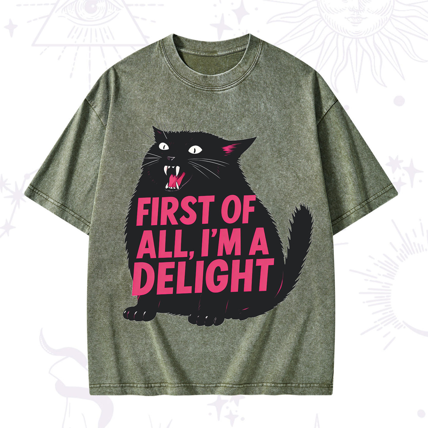  First Of All I'm A Delight Cat Washed T-Shirt