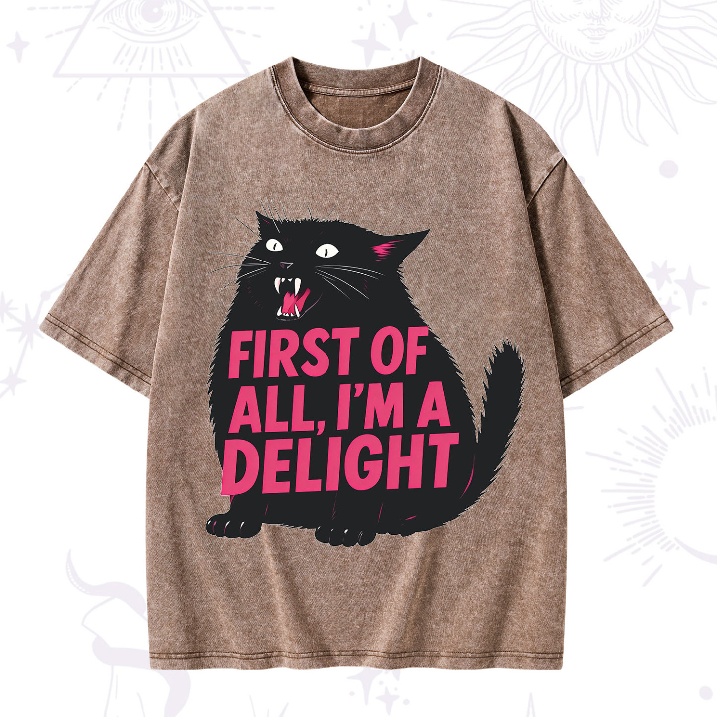  First Of All I'm A Delight Cat Washed T-Shirt