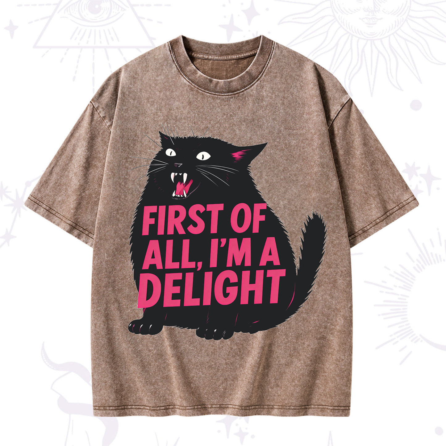  First Of All I'm A Delight Cat Washed T-Shirt