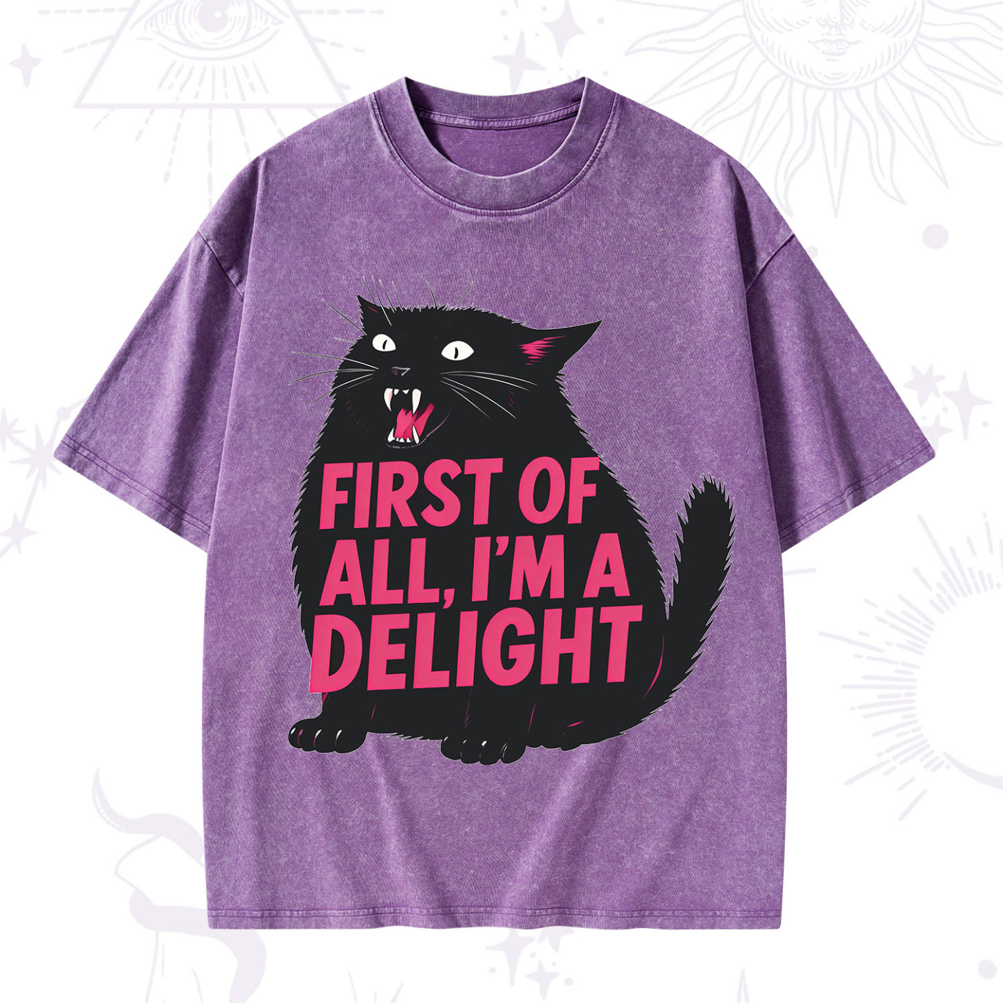  First Of All I'm A Delight Cat Washed T-Shirt