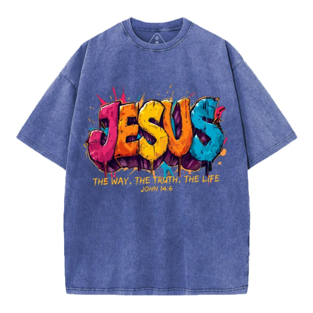 Jesus The Way The Truth The Life Christian Washed T-Shirt