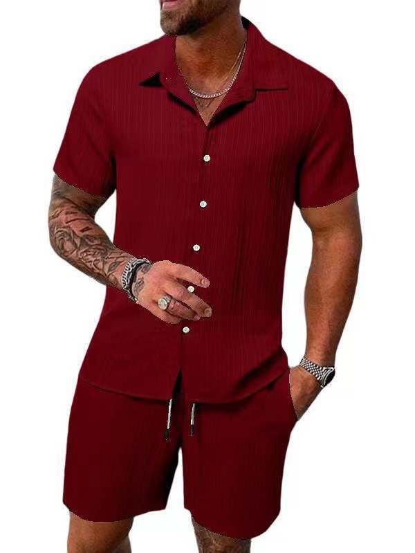 👕👖Men's Casual Set –Sleeve Shirt & Shorts, Loose and Comfortable for the Beach and Leisure