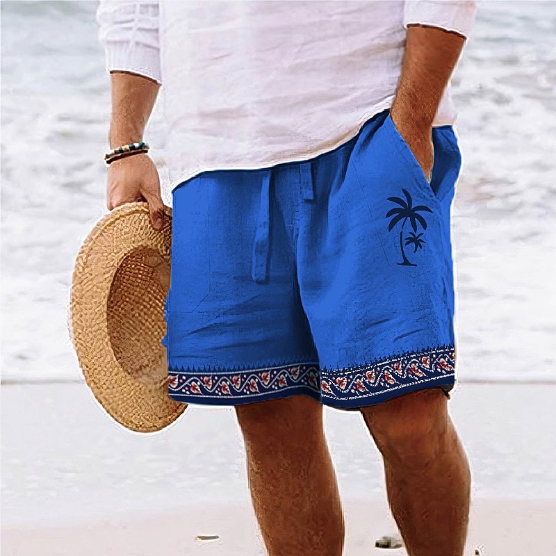 Summer Shorts with Palm Embroidery