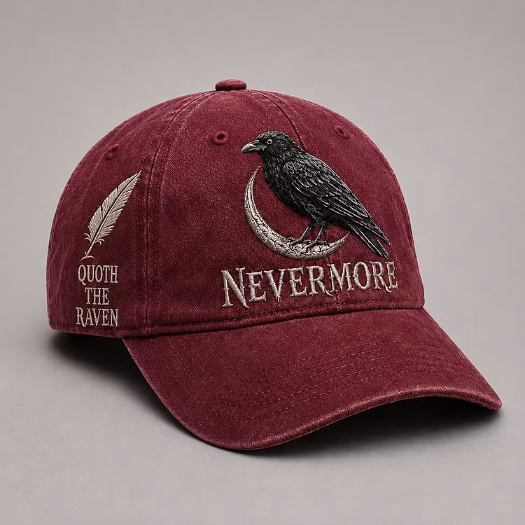 Quoth The Raven Nevermore Embroidery Cap