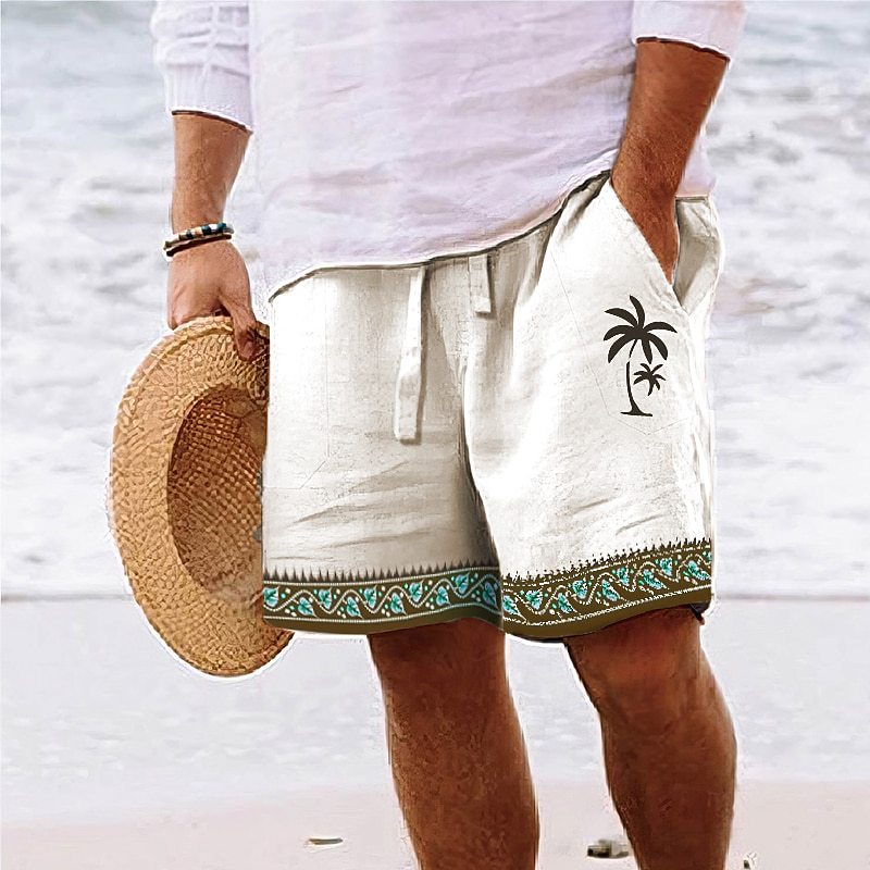 Summer Shorts with Palm Embroidery