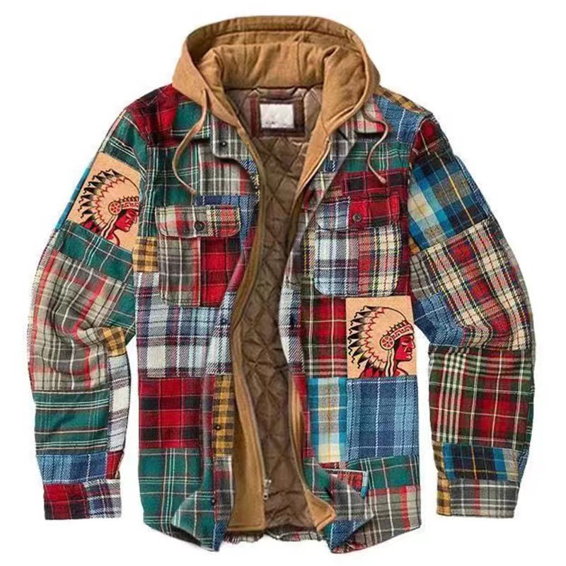 Rugged Hooded Plaid Jacket