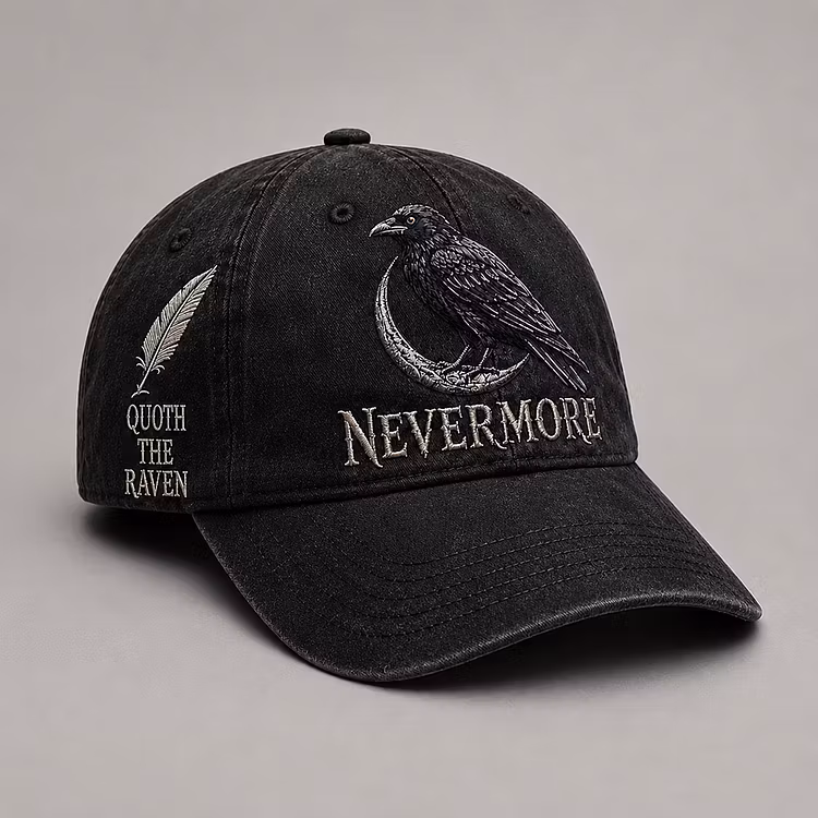 Quoth The Raven Nevermore Embroidery Cap