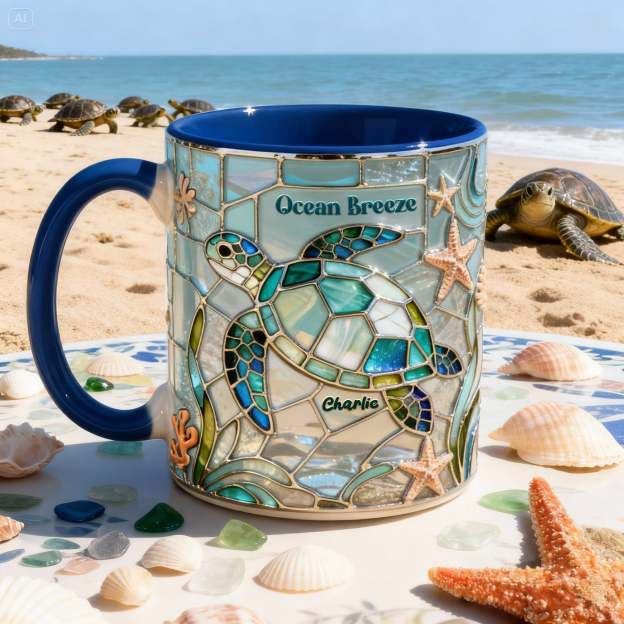 Ocean Breeze Turtle Coffee Accent Mug - Personalized Gift For Turtle Lovers 03HYLU210126-Homacus