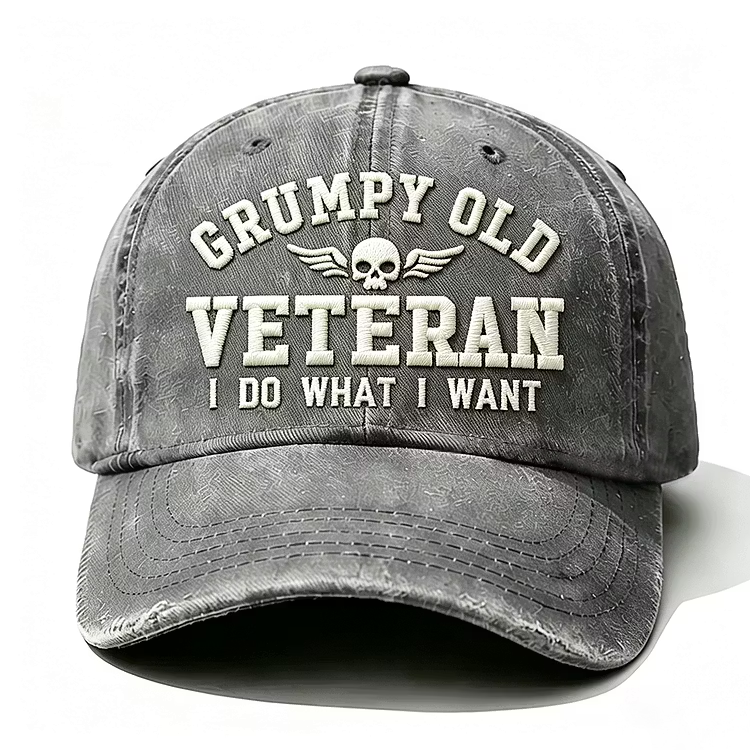 Grumpy Old Veteran I Do What I Want Embroidery Cap