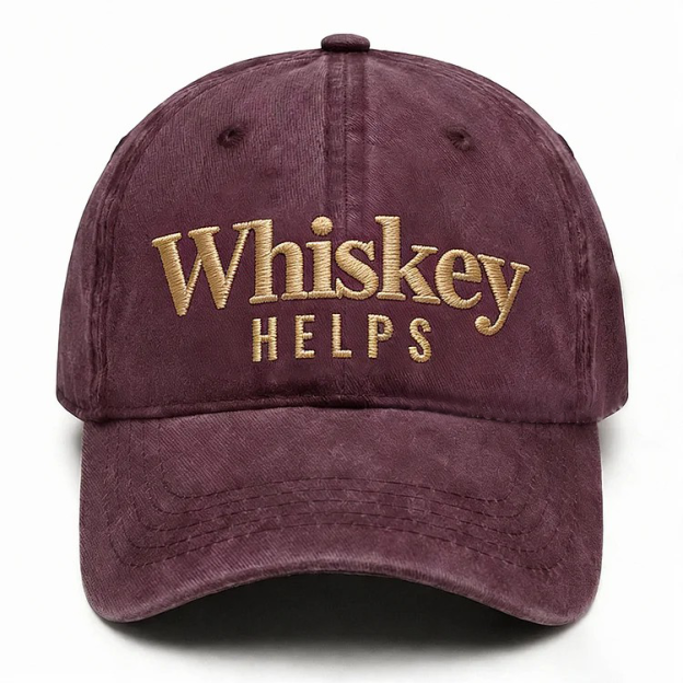 Whiskey Helps Embroidery Cap