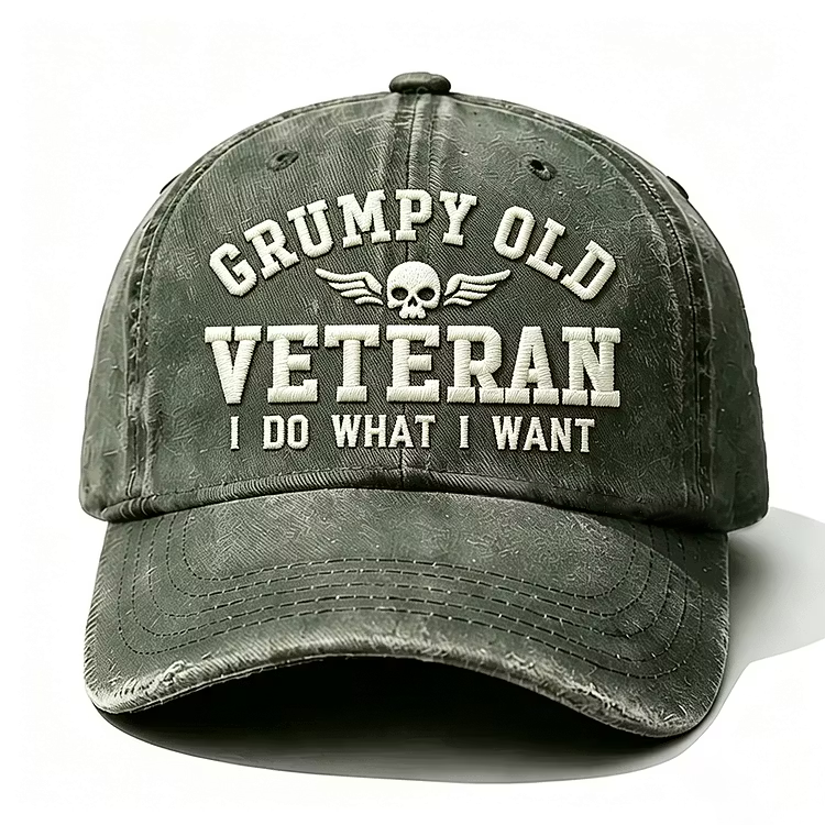 Grumpy Old Veteran I Do What I Want Embroidery Cap