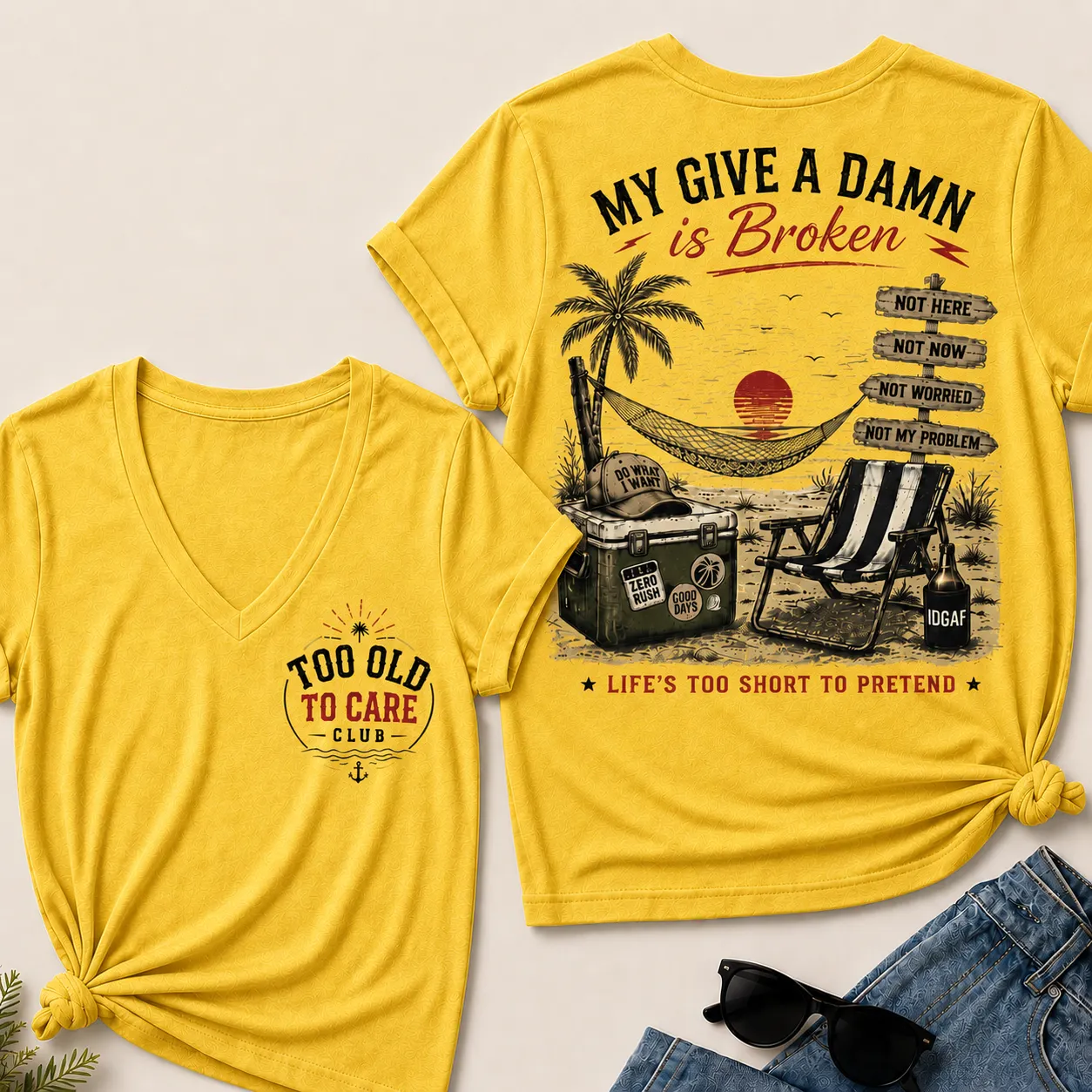Women's My Give A Damn Is Broken V-Neck T-Shirt