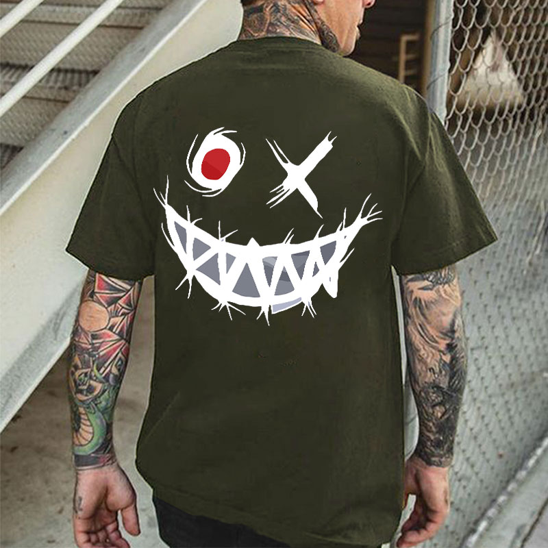 Evil Emoji Graphic White Print Men's T-shirt