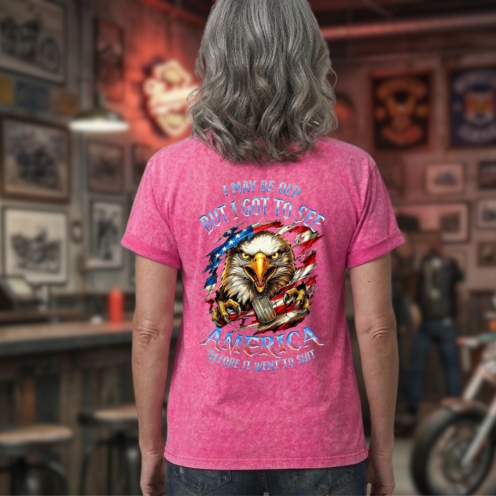 I May Be Old But I Got To See The Usa Before It Went To Shit Custom Year Gen X, Boomer  Unisex 100% Heavyweight Cotton Washed T-Shirt