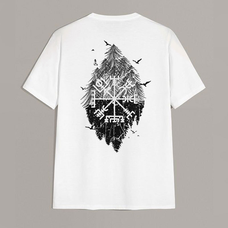 Rune Forest White Print T-shirt