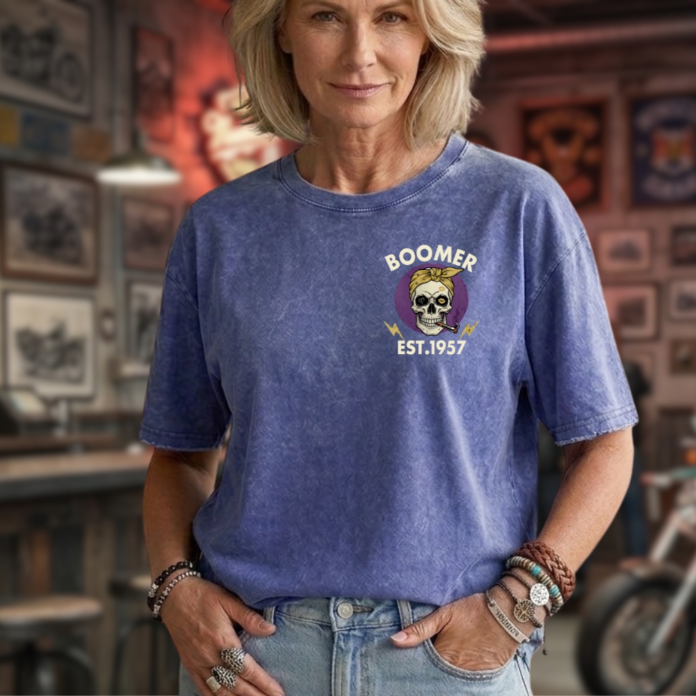 Custom Grumpy Old Lady100% Heavyweight Cotton Washed T-Shirt