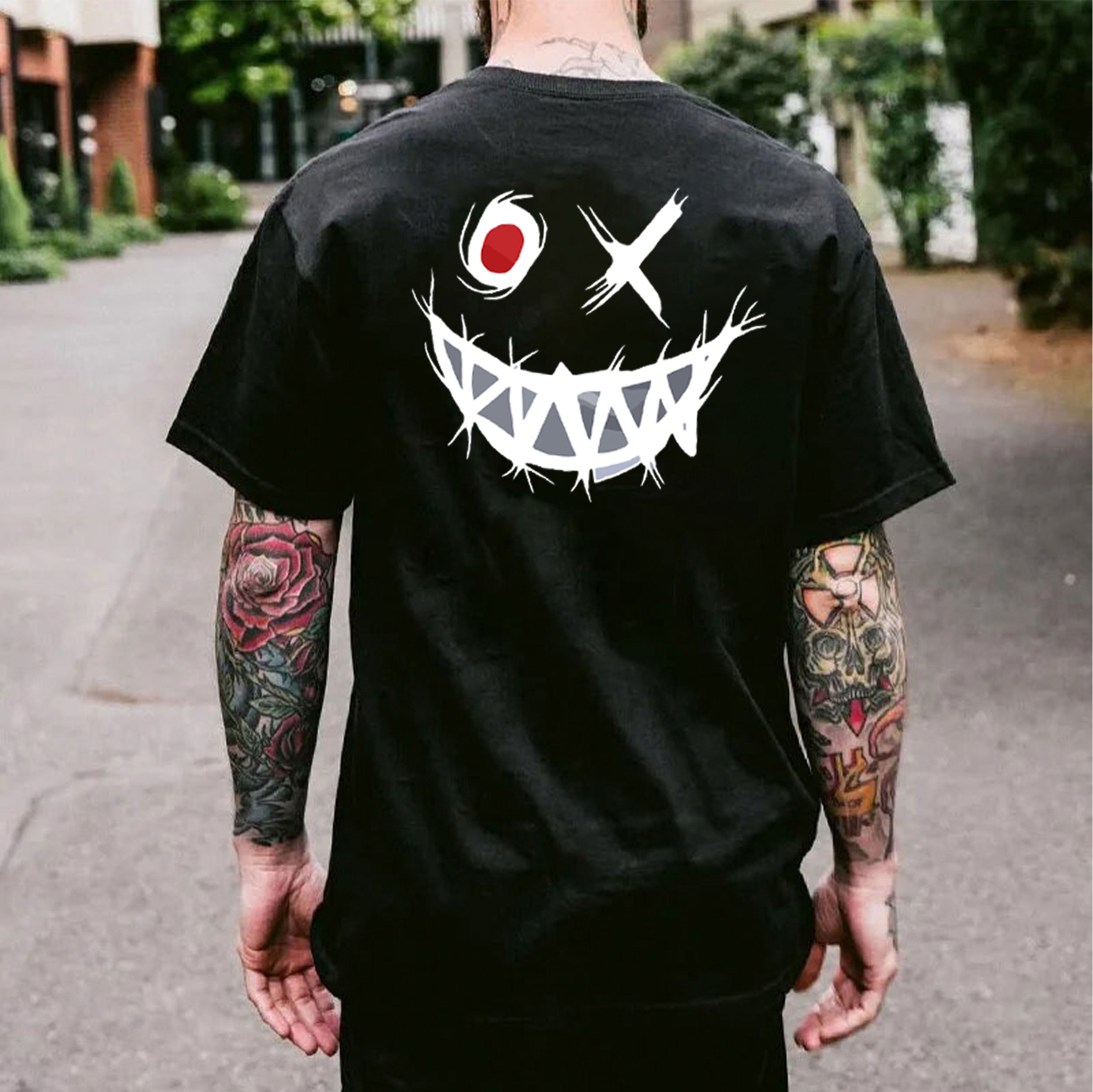 Evil Emoji Graphic White Print Men's T-shirt
