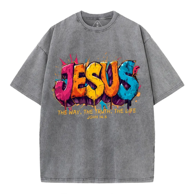 Jesus The Way The Truth The Life Christian Washed T-Shirt