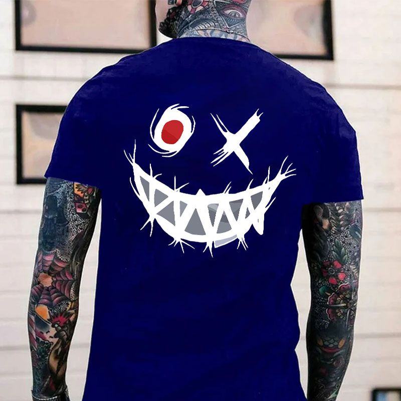 Evil Emoji Graphic White Print Men's T-shirt
