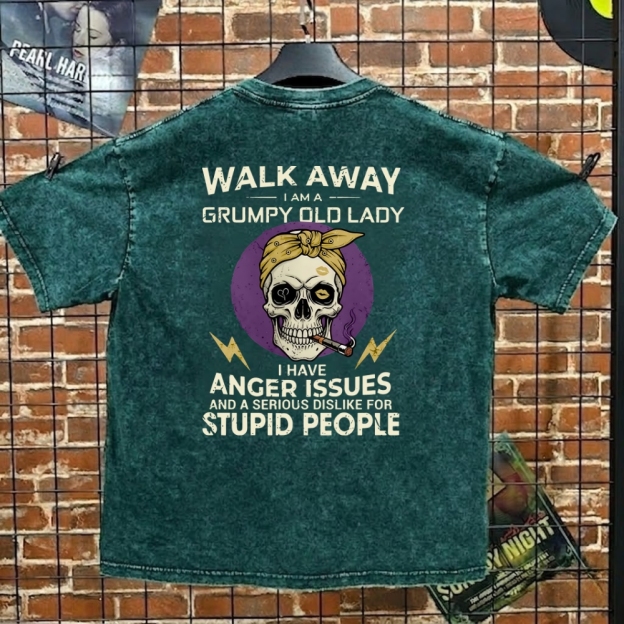 Custom Grumpy Old Lady100% Heavyweight Cotton Washed T-Shirt