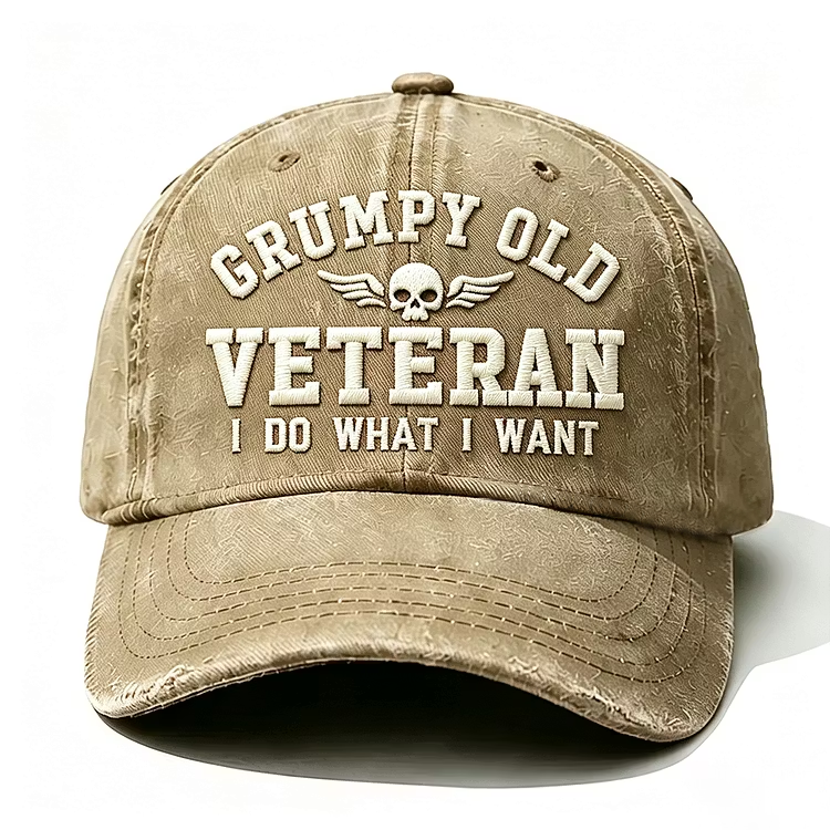 Grumpy Old Veteran I Do What I Want Embroidery Cap