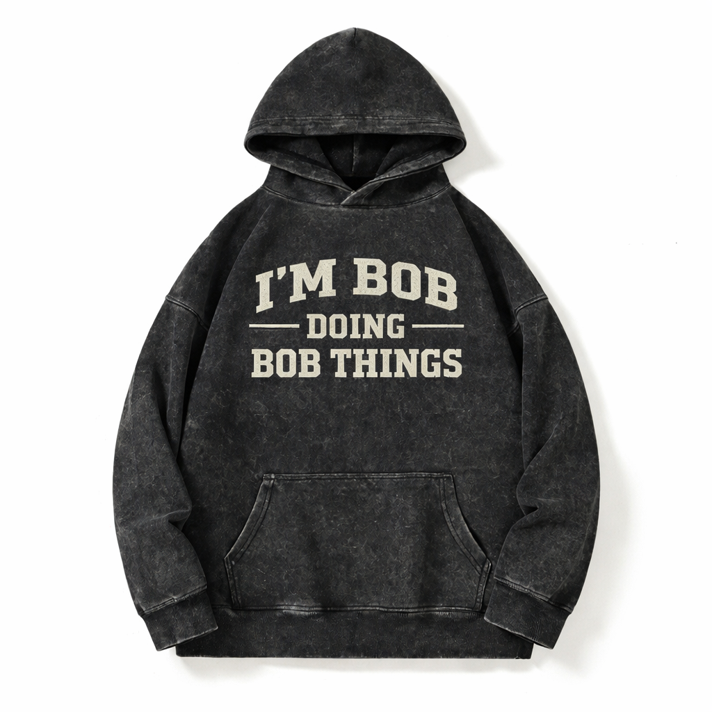 Vintage Washed “I’M BOB DOING BOB THINGS” Graphic Crewneck Sweatshirt