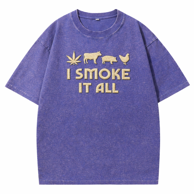 🔥 I Smoke It All Vintage Washed Graphic T-Shirt – Bold Statement Streetwear 🌿