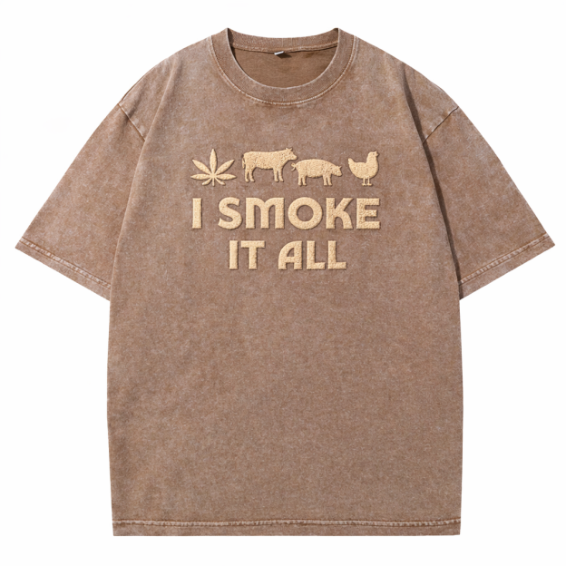 🔥 I Smoke It All Vintage Washed Graphic T-Shirt – Bold Statement Streetwear 🌿