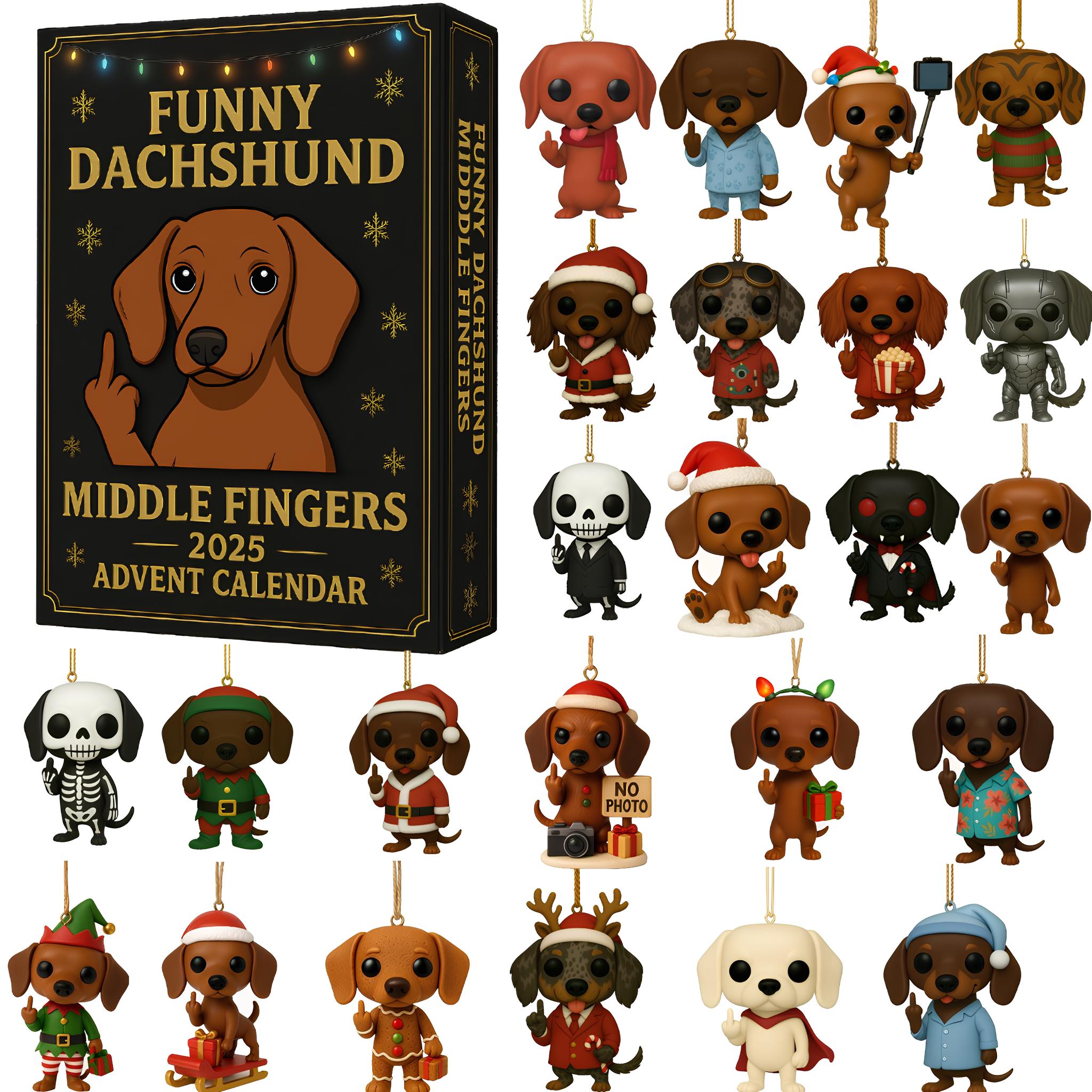 Funny Dachshund Middle Fingers 2025 Advent Calendar🎄