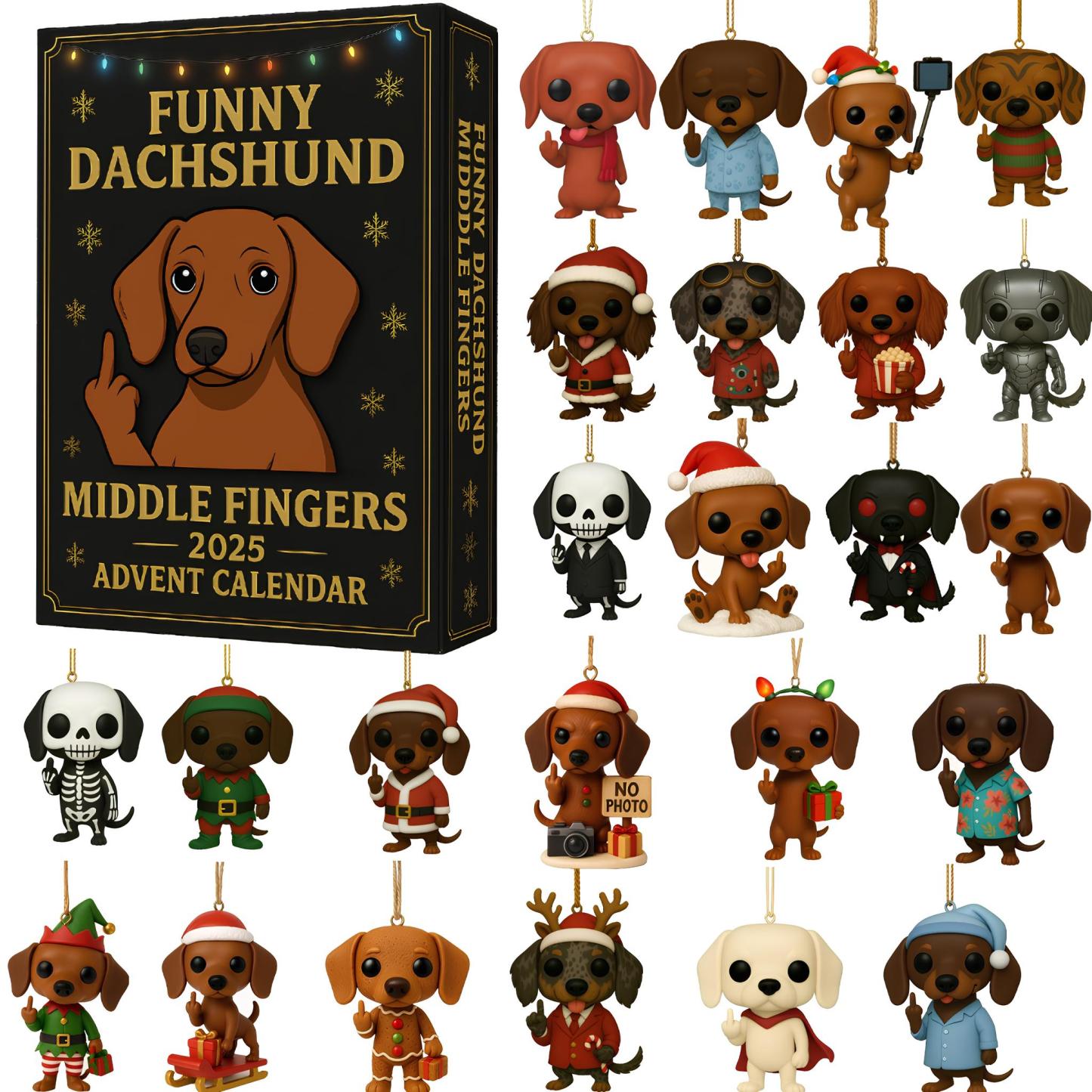 Funny Dachshund Middle Fingers 2025 Advent Calendar🎄