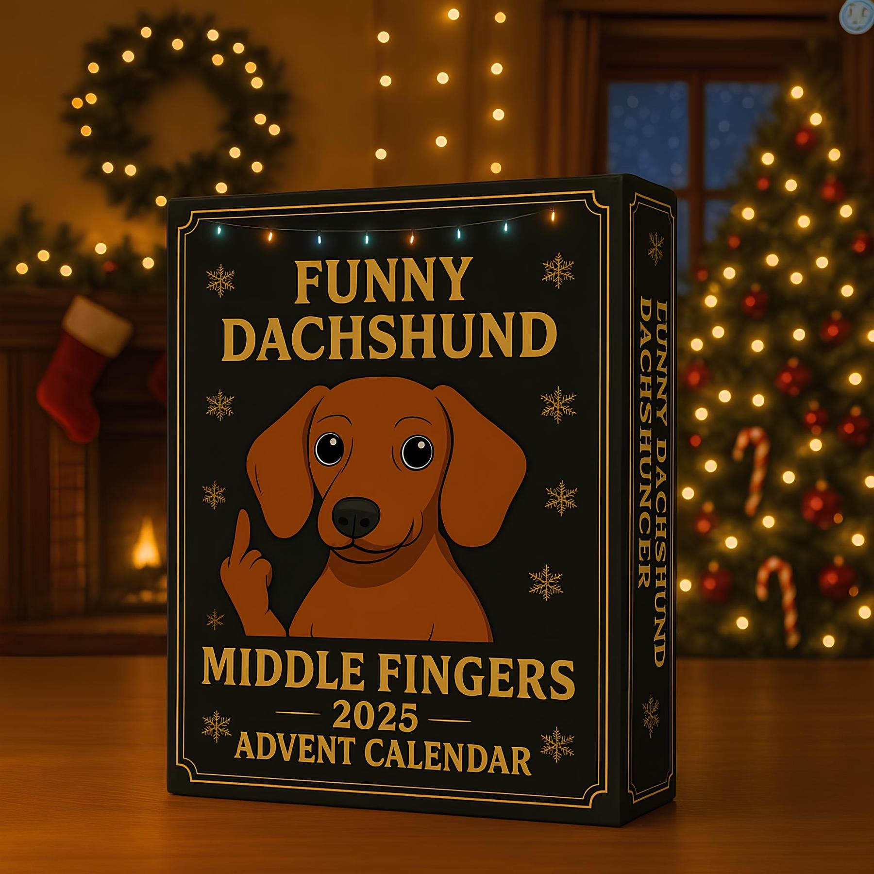 Funny Dachshund Middle Fingers 2025 Advent Calendar🎄