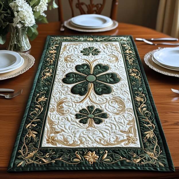 ❤️ 2026 Limited Edition-Irish Shamrock Quilted Table Runner