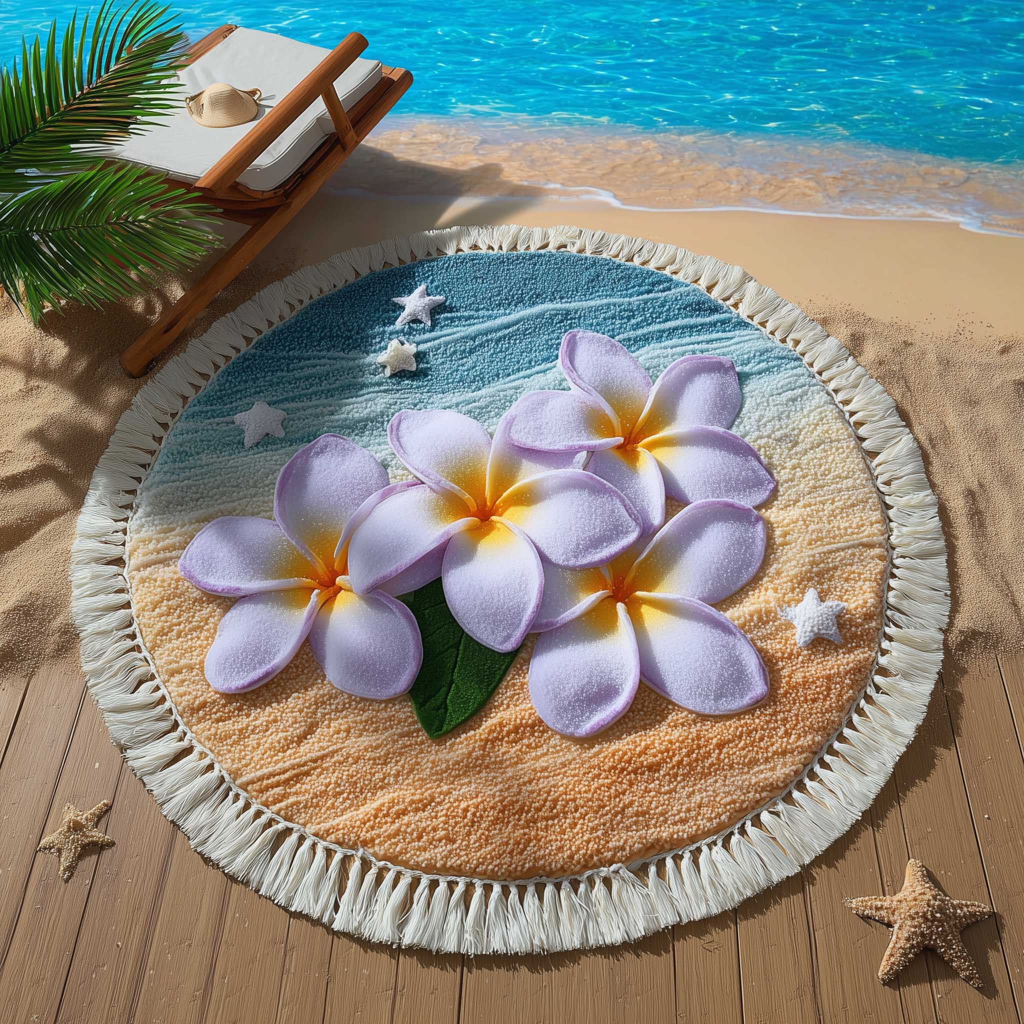 Plumeria Round Beach Towel