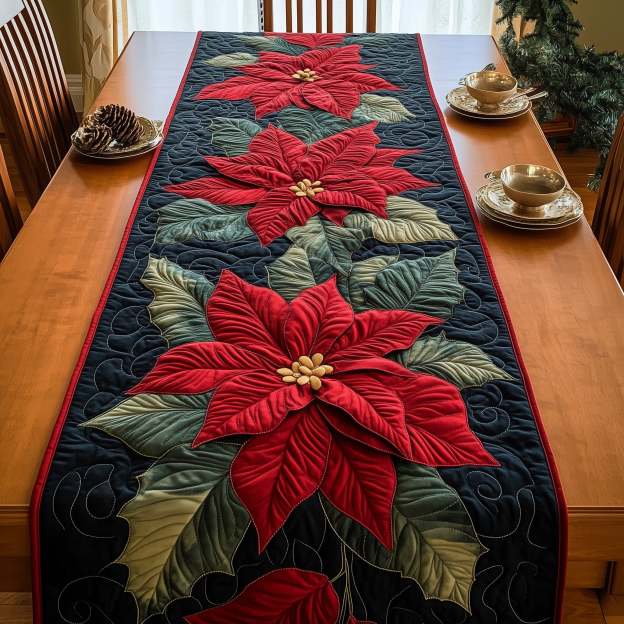 ❤️ 2026 Limited Edition-Poinsettia Quilted Table Runner